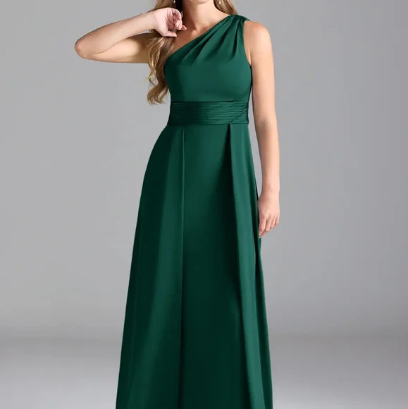 Azazie | Dresses | Azazie Dallas Stretchemerald Aline One Shoulder Stretch  Satin Dress | Poshmark